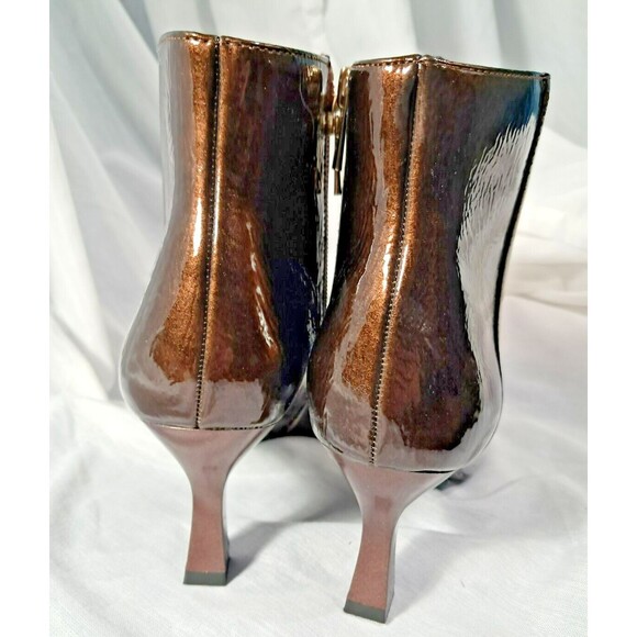 EST. 1946  Brown Faux Patent Leather Textured Square Toe Kitten Heels  Size 7M - Picture 5 of 11